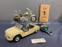 Motorcycle S&P Shaker Holder, Citroen Mehari, Bail-A-Matic Scott-Atwater 33 HP Model Engine