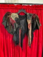 O.O.A.K. Beaded Leather & Suede Capelet Shrug Signed by Designer. Excellent Condition. See pics.