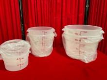 6 pcs NWT Choice Translucent Plastic Measuring Containers. 2x 2 qt, 2x 8 qt & 2x 12 qt. See pics.