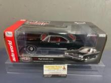 Auto World 1969 Plymouth GTX Diecast Car Model, in original box, 1:18 Scale