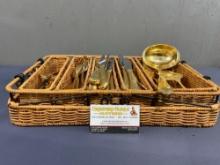 Set of Gold Plated Flatware, approx 98 pieces of various kinds, some marked 23/24K gold plate