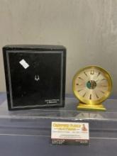 Rare Accutron Space View Desck Clock by Bulova, Brass w/ original box, approx 5 inches in diameter