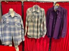 3 pcs Pendleton High Grade Western Wear Wool Shirts Size L. Excellent Condition. See pics.