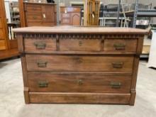 Art Deco Era Marble Top Dresser, Gorgeous piece of Red Marble, 2 full size drawers & 3 smaller