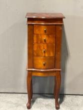 Powell Jewelry Armoire, 4 Drawers & Fliptop w/ Mirror, Ring & Watch Storage, 37.5h x 14w x 11.5d in