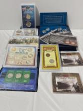 Large selection of Clad and silver coins mostly American, slabbed or in folders see description