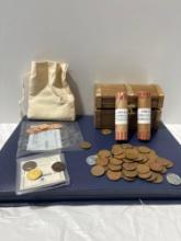 Indian Head , Wheat & memorial pennies Incl bank rolled sets 1968-S Uncirculated & 1955 and Older