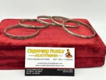 5 x Vintage Sterling Silver cuff Bracelets / 64.71 Grams
