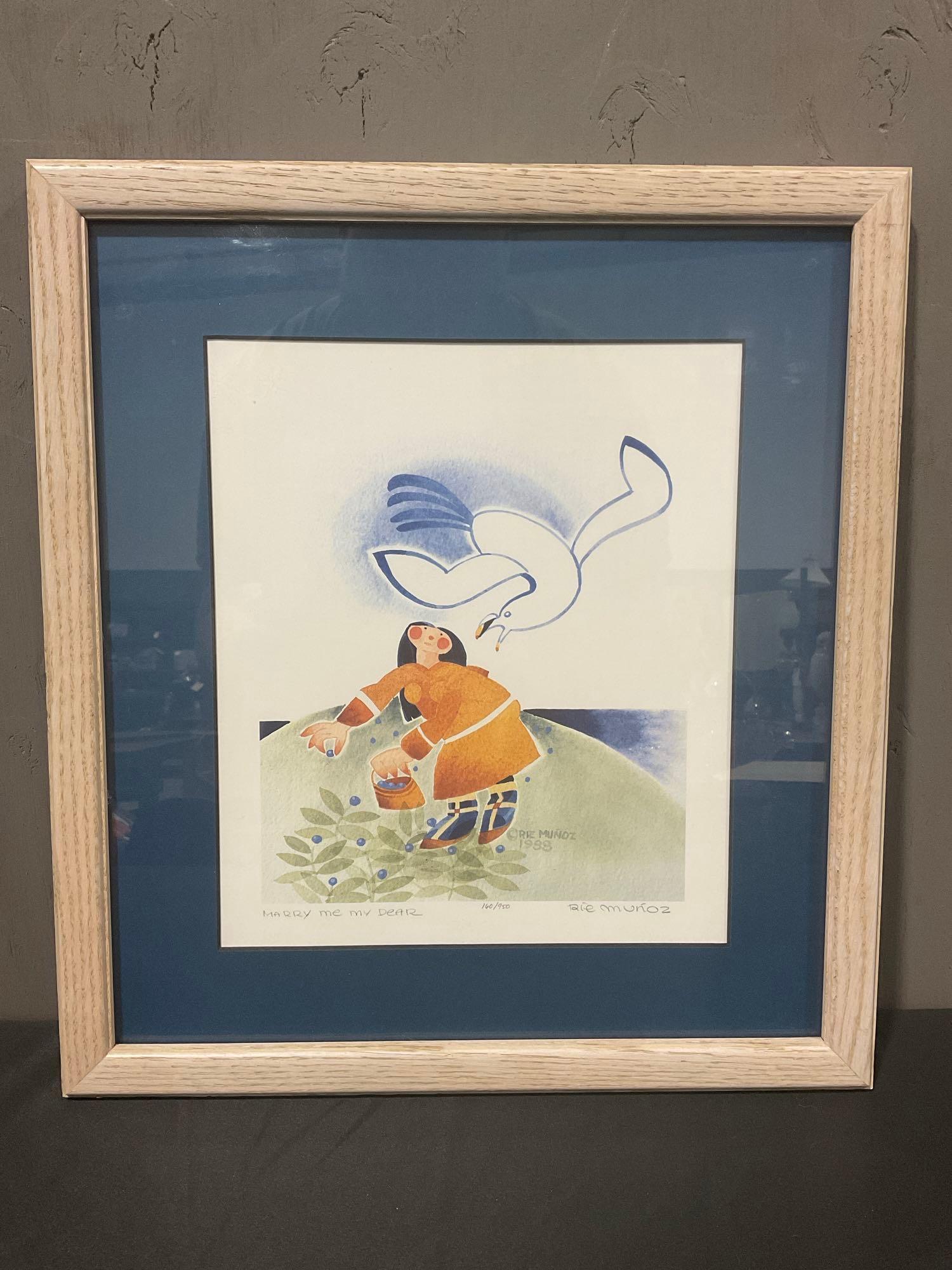 Framed Signed & #d 160/950 Rie Munoz Watercolor Lithograph, titled Marry Me My Dear, 14.5h x 16w in