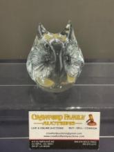 Daum France Glass Owl, 4 inches tall, Signed on bottom edge