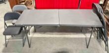 Folding 6-ft Plastic Table & 6 pcs Folding Chairs. Very Good Condition. See pics.