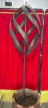 Copper Metal Whirligig Pinwheel Kinetic Yard Art Garden Sculpture. Good Condition. See pics.
