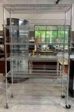 6-Shelf Ultradurable Steel Wheeled Shelving Unit w/ Rails. Excellent Condition. See pics.