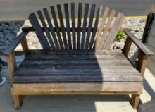 Charming Adirondack Style Wooden Garden Patio 2-Seat Bench. Very Good Condition. See pics.