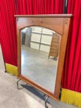 Modern Mission Style Wall Mirror in Oak Finish Frame. Excellent Condition. 36.5" x 44" See pics.