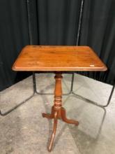 Antique mid-1800's Queen Anne candle stand in fair cond, lovely patina
