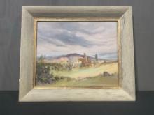 Framed Signed Watercolor on Board by Willy Petersen Fagerstam (1897-1993) 22.5h x 26.5w x 2.5d inch