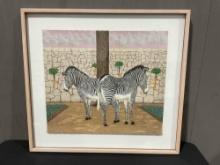 Framed Lithograph of Zebras "Choices" Ltd. Ed. 2/90 Signed Brad Sullivan. 34" x 31" See pics.