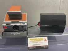 Pair of Vintage Polaroid Cameras, SX-70 Land Camera Alpha 1 & One Step Flash Camera