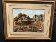 Framed Signed & #d Litho 52/750 (?) Homestead by Johnye D. Cruse 1985 26h x 32w inches