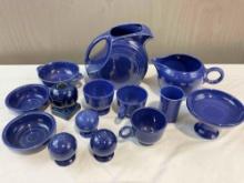 14 pcs Cobalt Blue Fiesta Ware Ceramic Dish Collection. Excellent Condition. See pics.