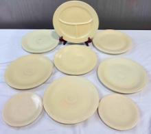 9 pcs Buttercream Yellow Fiesta Ware Ceramic Plate Assortment. Very Good Condition. See pics.