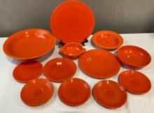 12 pcs Carrot Orange Fiesta Ware Ceramic Dish Assortment. Excellent Condition. See pics.