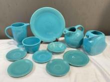 11 pcs Turquoise & Sky Blue Fiesta Ware Ceramic Dish Assortment. Excellent Condition. See pics.