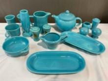 16 pcs Sky Blue Fiesta Ware Ceramic Dish Assortment. Excellent Condition. See pics.