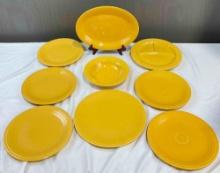 9 pcs Daffodil Yellow Fiesta Ware Ceramic Dish Assortment. Excellent Condition. See pics.