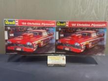 Pair of Vintage Revell 1958 Christine Plymouth Car Model Kits, both factory sealed