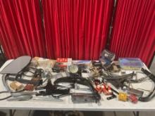 Assortment of 1940 Ford De Luxe Parts & Motorcycle Parts, variety of powder coated metal parts