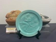 Fenton Bunny Dish, New York World Fair 1939 Plate & Greek Keramikos Lidded Bowl & Bowl
