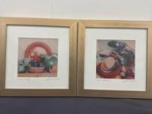 Framed Pair of Cynthia Davis Prints, Fiesta Medley & Fiesta Potpourri, signed, 10 x 10 x 2.5 inches