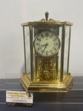 Vintage Kundo Anniversary Brass & Etched Glass Clock w/ Kieninger & Obergfell Movement