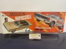 Pair of MPC 1/25 Scale Car Model Kits, Armchargers Funny Car & Mission: Impossible Open Roadster