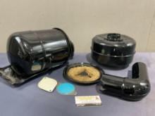 Vintage School Bus Air Intake, and Air Cleaner, all powder coated, possibly from 1935 Ford