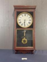 Antique Sessions Regulator Wall Time Clock, 39.5h x 18.5w x 5.5d,