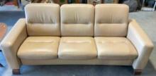 EKORNES Stressless Reclining Beige Leather 3-Seat Sofa. Excellent Condition. See pics.