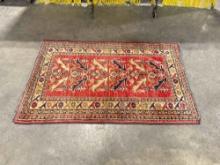 Antique Wool Pile Woven Turkish Kilim? Tapestry Rug. 48" x 31" Very Good Condition. See pics.