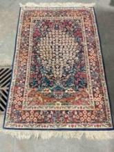 Blue & Red Persian Wool Pile Tapestry Rug w/ Flowering Tree. Measures 78" x 48" See pics.