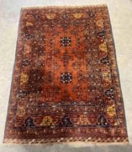 Burnt Orange Persian?Wool Pile Tapestry Rug. Measures 52" x 77" Very Good Condition. See pics.