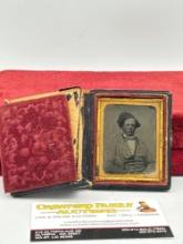 Antique Early 1800'S daguerreotype or tin type Photo of a man with Wild hair with case