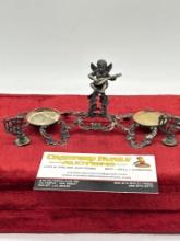 Antique C 1700's figural .800 silver wax seal set w/ 2 Harp seal stamps