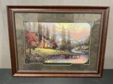 Framed Thomas Kinkade Accent Print w/ COA, A Peaceful Retreat, 23h x 30w inches