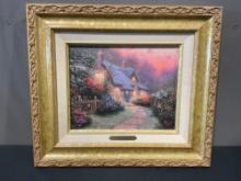 Framed Thomas Kinkade Accent Print w/ COA, Glory of Evening, measures 14.5h x 16.5w inches