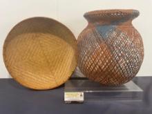Split Bamboo Basket for Flowers, & Woven Winnowing Basket, 16 inches in diameter