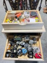 Contents of 2 drawers of fishing equipment and reels incl. Bronson fleet wing, Abu, etc