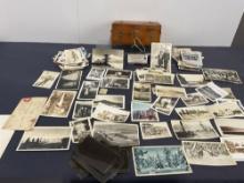 Collection of Antique 1800s-Early 1900s Photographs & Negatives w/Wooden Chest & Lock w/ key