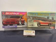 Pair of Model Car Kits, 1:25 Scale, Sox & Martin Boss Cuda & Sealed AMT Dodge Viper RT/10